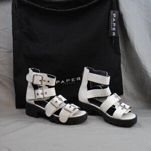 Paper London White Croc embossed Gladiator Sandals
